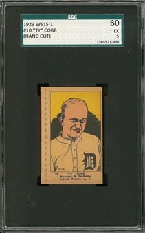 1923 W515-1 Anonymous #10 Ty Cobb, Hand Cut – SGC 60 EX 5 "1 of 1!"